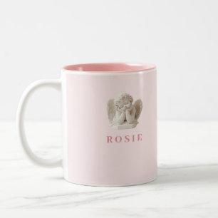 Personalised Coquette Sleeping Angel Sculpture Two-Tone Coffee Mug