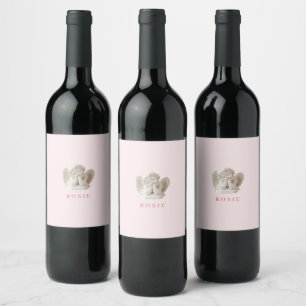 Personalised Coquette Sleeping Angel Sculpture Wine Label
