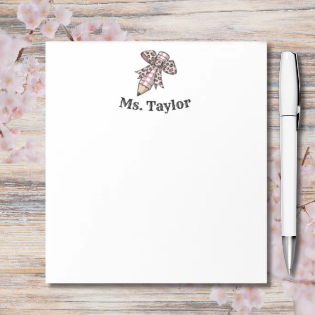 Personalised Coquette watercolor pencil with  bow Notepad (Creator Uploaded)