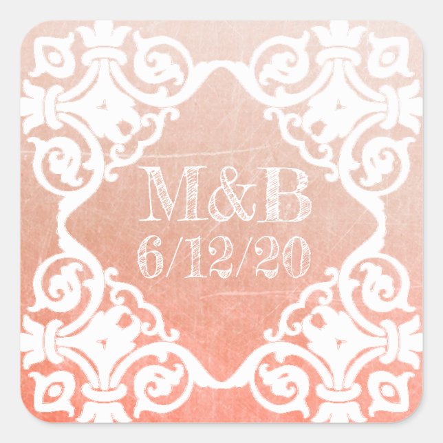 Personalised Cora Wedding Date & Initials Stickers (Front)