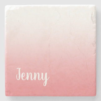 Personalised Coral and White Ombre Stone Coaster