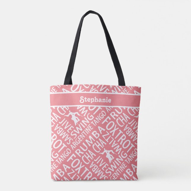 Personalised Coral Ballroom Dance Tote Bag (Back)