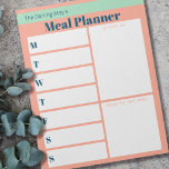 Personalised Coral Blue Meal Planner Grocery List Notepad<br><div class="desc">Weekly meal planner in Soft Coral and Ocean Blue. This planner pad has 9 white boxes so you can create your daily meal plan as well as your grocery list and ideas for next week. The template for this personalised notepad is set up ready for you to add your name...</div>