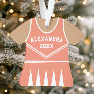 Personalised Coral Cheerleader Uniform Ornament