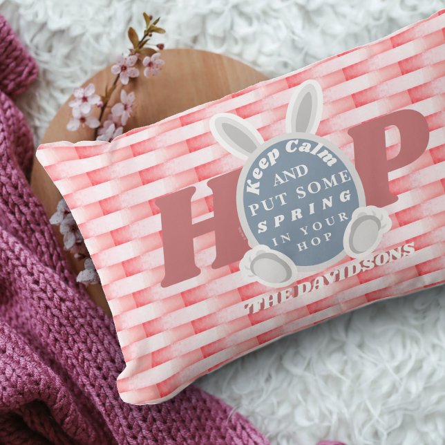 Personalised Coral Easter Bunny Basket Lumbar Cushion (Creator Uploaded)