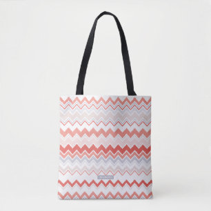 Personalised coral Ikat Chevron Pattern Bridesmaid Tote Bag