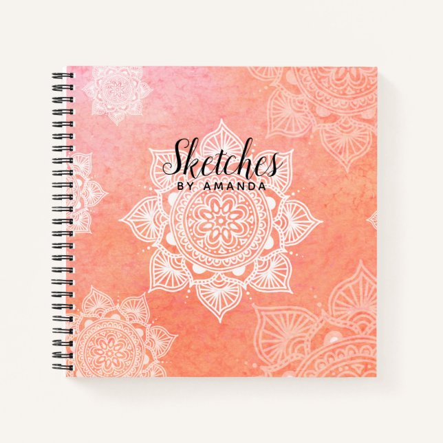 Personalised coral mandala sketch book (Front)