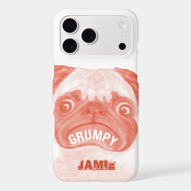 Personalised Coral Orange Grumpy Puggy (Back)