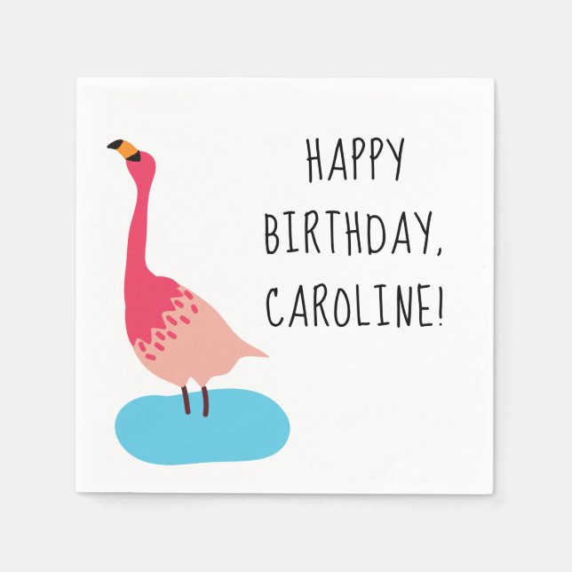 Personalised Coral Pink Flamingo Party Napkin (Front)