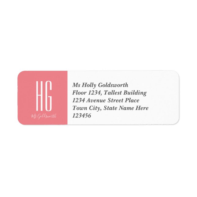 Personalised Coral Pink Monogrammed (Front)