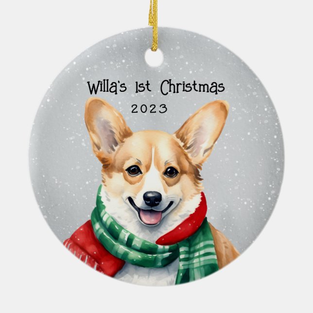 Personalised Corgi Ceramic Tree Decoration (Back)