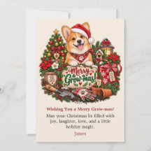 Personalised Corgi Christmas Card, Gardening Lover