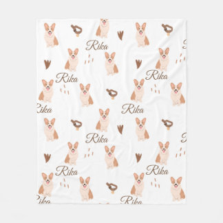 Personalised Corgi Dog Baby Blanket | Custom Name