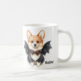 Personalised Corgi Dog Bat Costume Halloween Coffee Mug