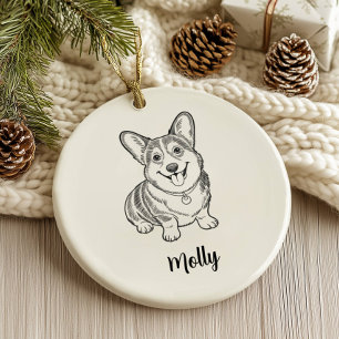 Personalised Corgi Dog Christmas Ceramic Tree Decoration