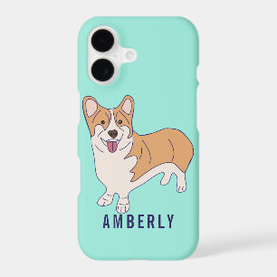 Personalised Corgi Dog Mint Green