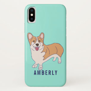 Personalised Corgi Dog Mint Green iPhone X Case