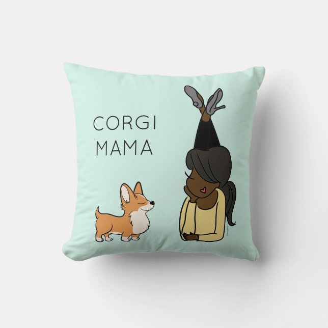 Personalised Corgi Mama Throw Pillow (Front)