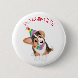 Personalised corgi puppy birthday badge