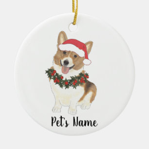 Personalised Corgi (Red & White) Ceramic Tree Decoration