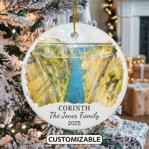 Personalised Corinth Ornament, Greece Ceramic Tree Decoration