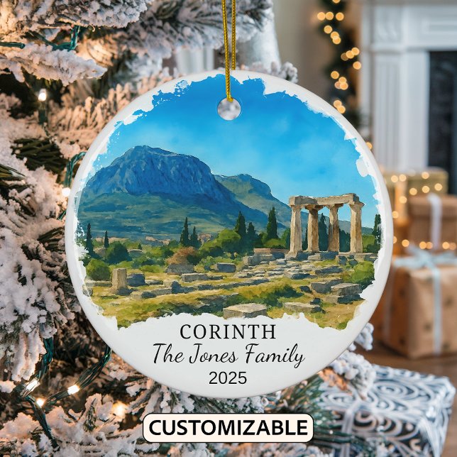 Personalised Corinth Ornament, Greece Ceramic Tree Decoration (Creator Uploaded)