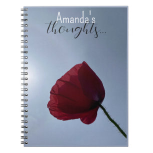 Personalised Cornish red poppy with grey sky Notebook