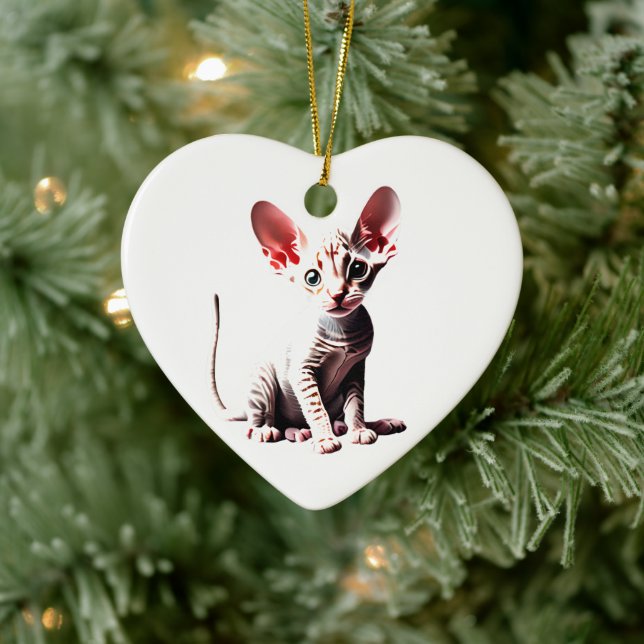 Personalised Cornish Rex Kitten Ceramic Tree Decoration (Tree)