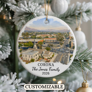 Personalised Corona Ornament, Custom California Ceramic Tree Decoration