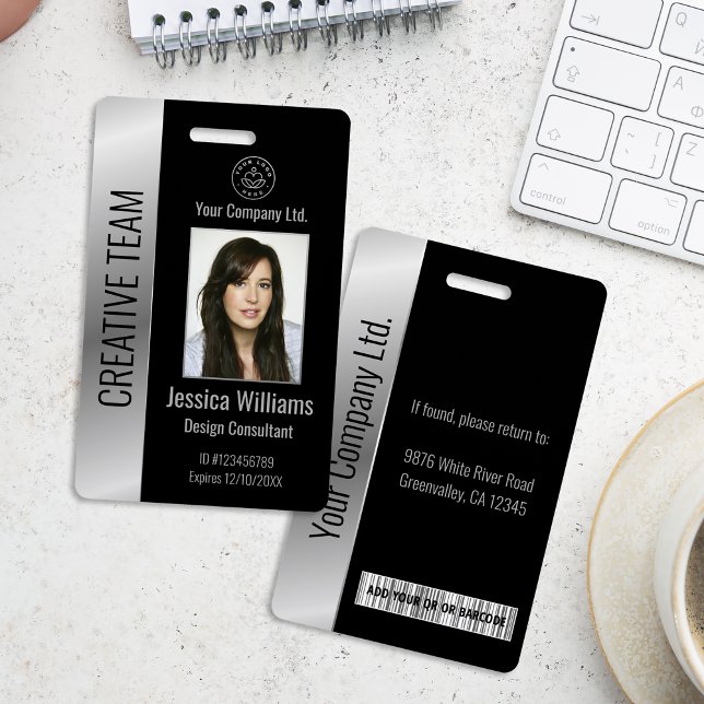 Personalised Corporate Employee Black Silver ID Badge (Creator Uploaded)