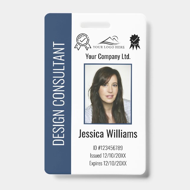 Personalised Corporate Employee Blue ID Badge (Front)