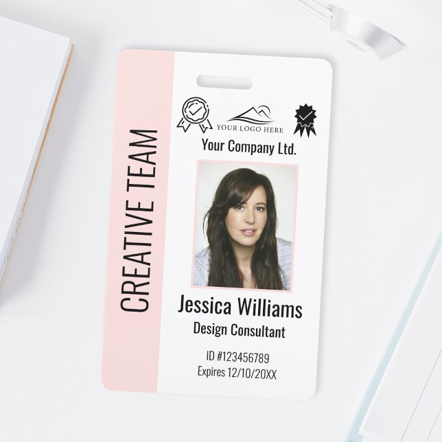 Personalised Corporate Employee Blush Pink ID ID Badge (Creator Uploaded)