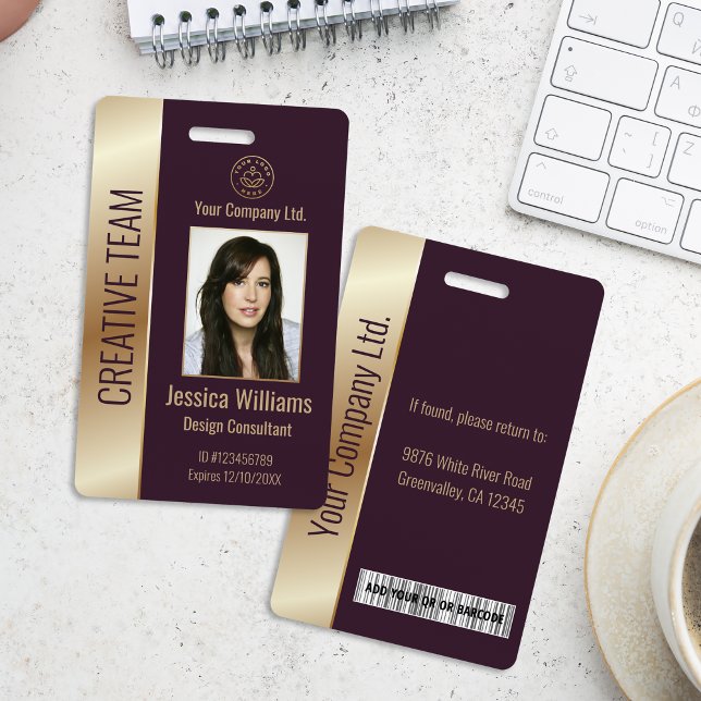 Personalised Corporate Employee Burgundy ID Badge (Creator Uploaded)