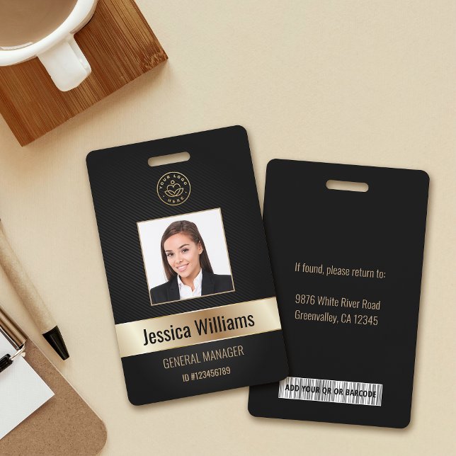 Personalised Corporate Employee Gold Black ID Badge (Creator Uploaded)