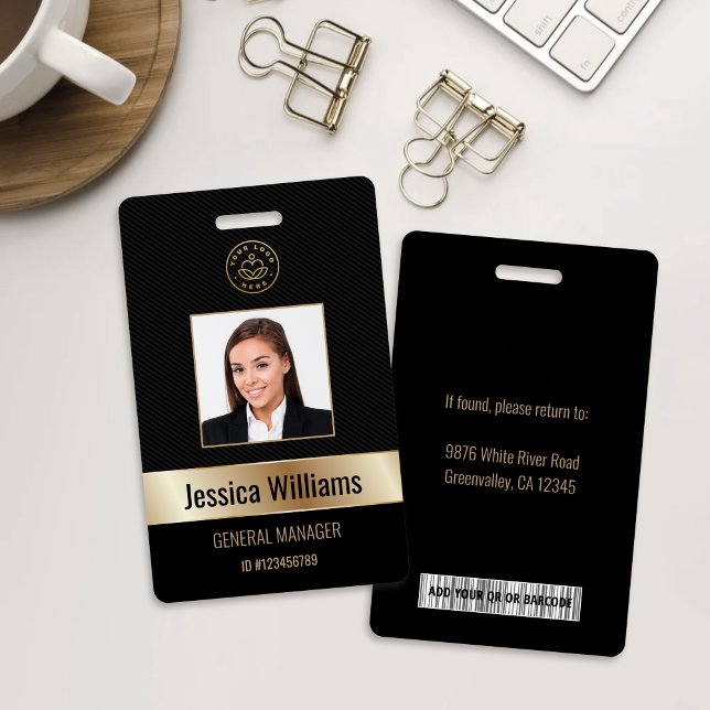 Personalised Corporate Employee Gold Black ID ID Badge (Creator Uploaded)