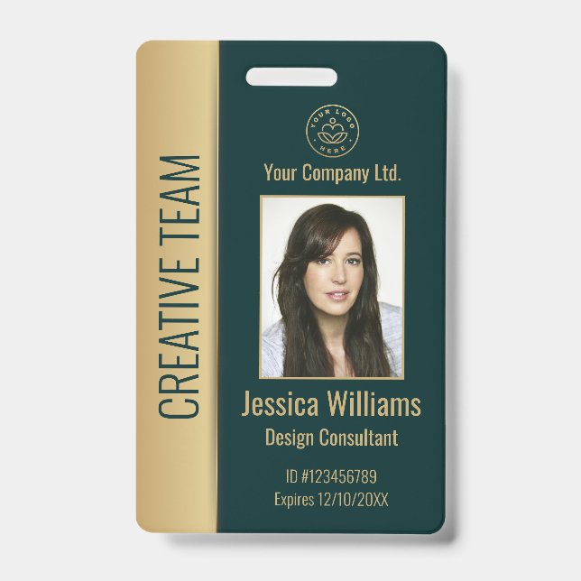 Personalised Corporate Employee Green ID Badge (Front)