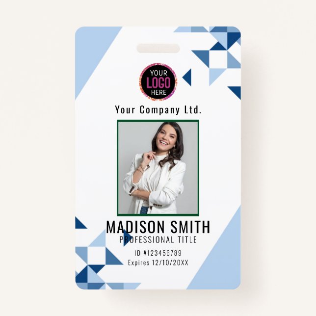 Personalised Corporate Employee ID Badge Blue (Front)
