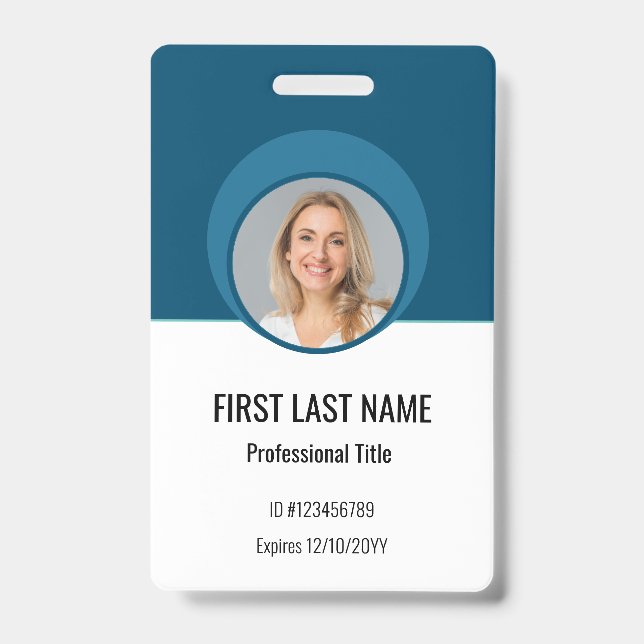 Personalised Corporate Employee ID Badge Blue (Front)