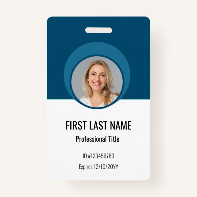 Personalised Corporate Employee ID Badge Blue (Front)