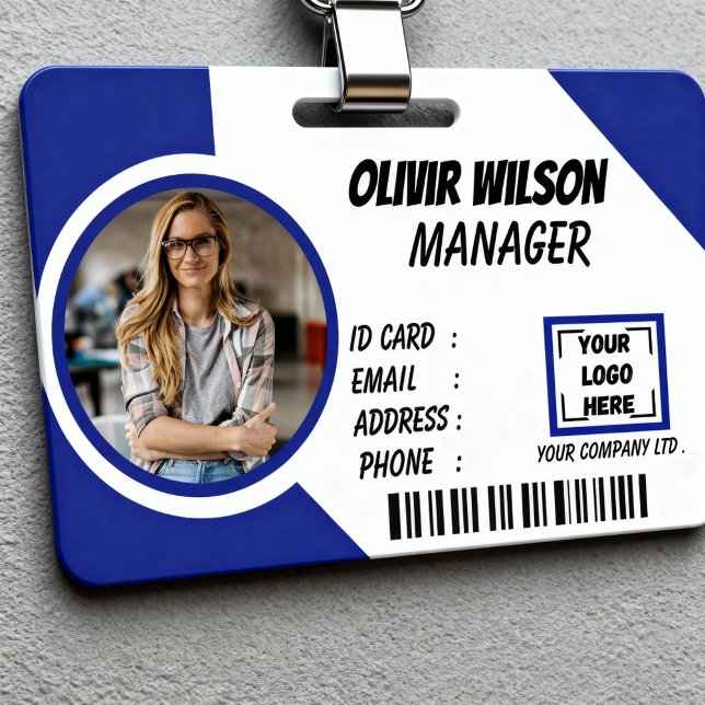 Personalised Corporate Employee ID Badge Blue (Creator Uploaded)
