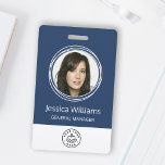 Personalised Corporate Employee ID Badge Blue<br><div class="desc">Easily personalise this modern professional employee photo ID badge with your custom details.</div>