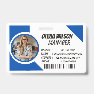 Personalised Corporate Employee ID Badge Blue
