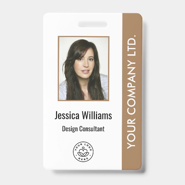 Personalised Corporate Employee ID Badge Brown (Front)