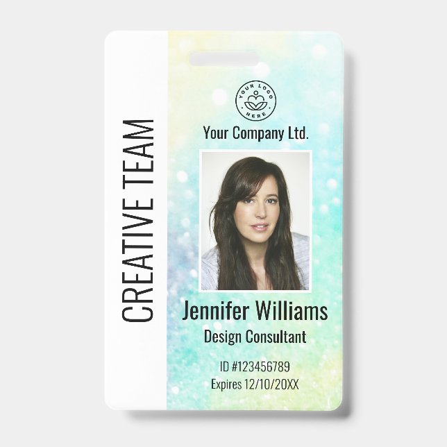 Personalised Corporate Employee ID Badge Glitter (Front)