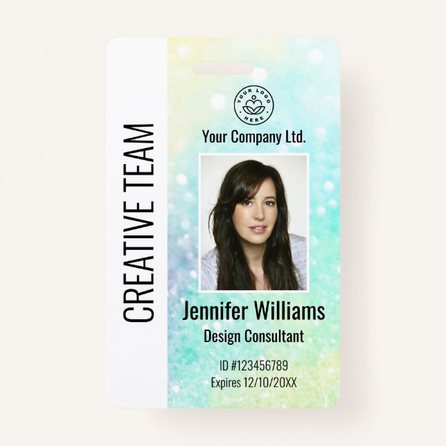 Personalised Corporate Employee ID Badge Glitter (Front)