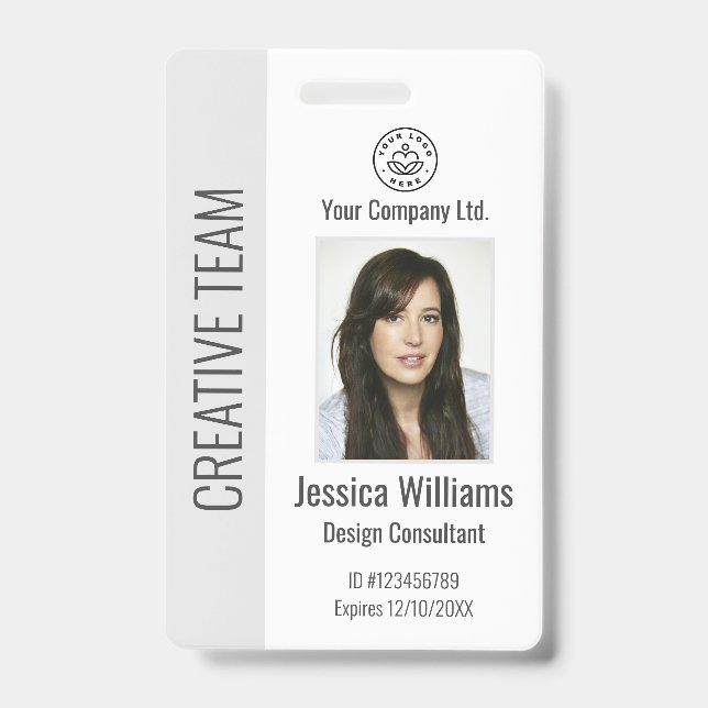 Personalised Corporate Employee ID Badge Grey (Front)