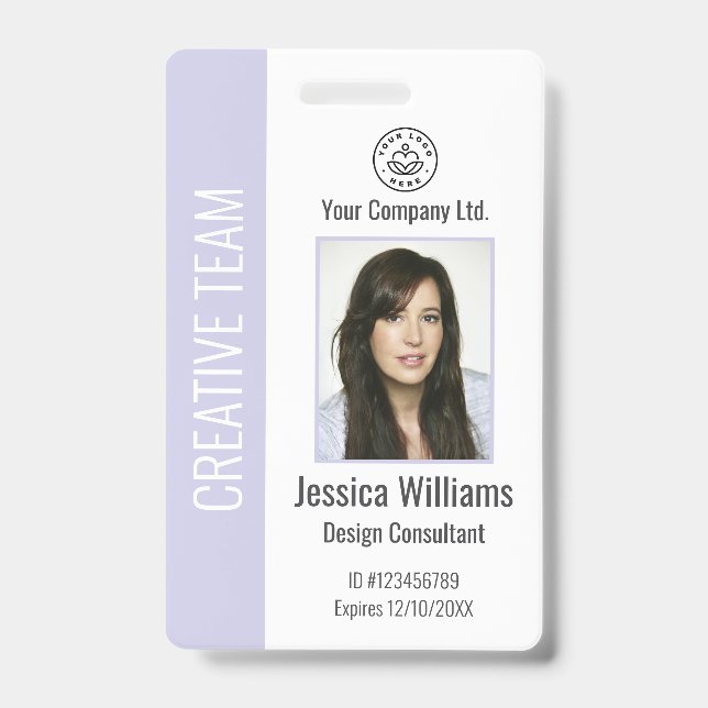 Personalised Corporate Employee ID Badge Lavender (Front)