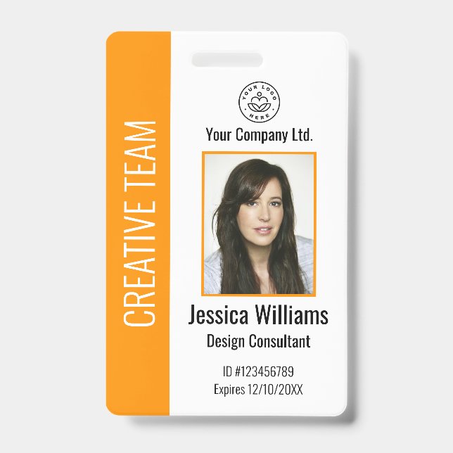 Personalised Corporate Employee ID Badge Orange (Front)