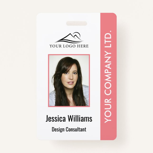Personalised Corporate Employee ID Badge Pink (Front)
