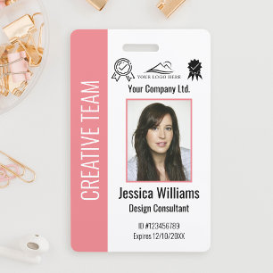 Personalised Corporate Employee ID Badge Pink